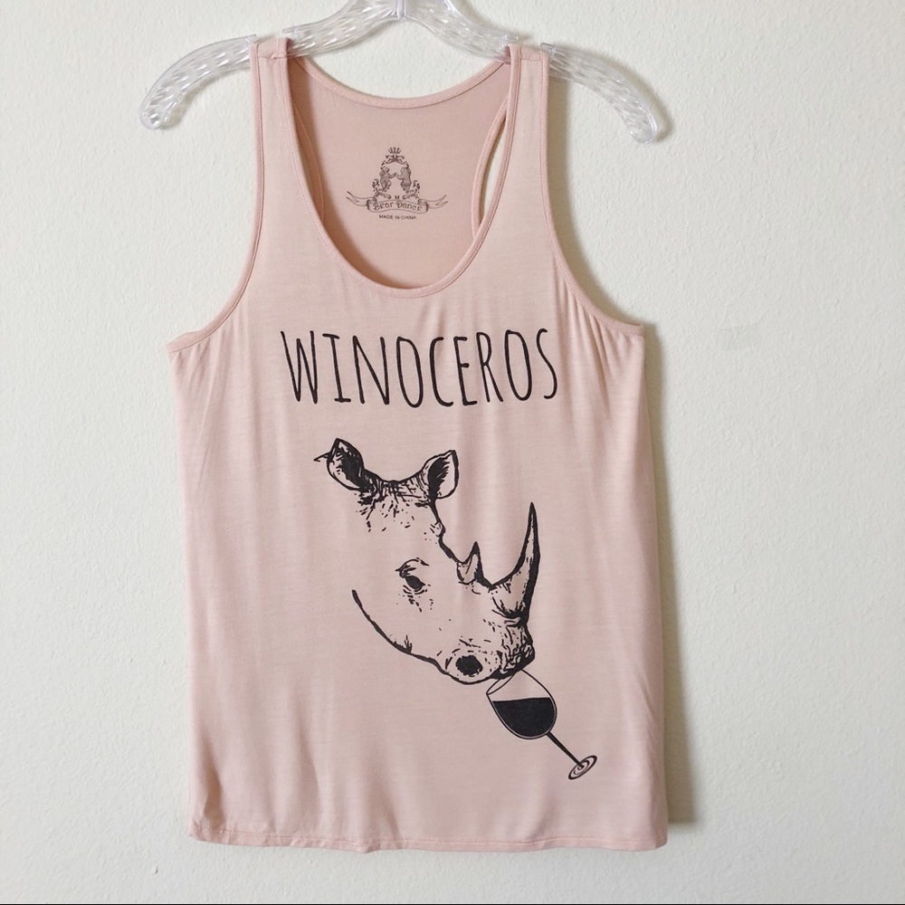 🍁 “Winoceros” peach pink graphic wine tank